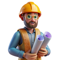 stunning contemporary Construction Worker with Blueprints Isolated Engineering Project original png