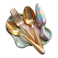 vibrant modern Cutlery Fork Knife Spoon Silverware Isolated for Dining original png