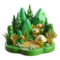 serene minimalist Cutout Lush Green Forest Scene for Ecology Projects high resolution png