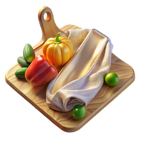 wonderful creative Cutting Board with Vegetables Isolated for Cooking Blogs premium png