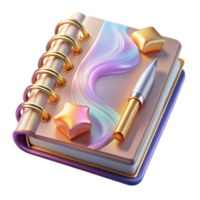 serene artistic Empty Notebook Mockup with Pen Isolated for Design detailed png