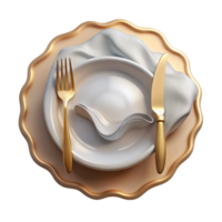 serene classic Empty Plate with Fork and Knife Cutout for Menu Templates professional png