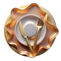 dramatic rustic Empty Plate with Fork and Knife Cutout for Menu Templates professional png