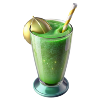 serene modern Green Smoothie in Glass Transparent for Juice Bar Menus high quality png
