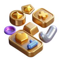 vibrant rustic Isometric Medical Icons Set Transparent for 3d Visualization original png