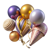 magnificent minimalist Party Streamers and Balloons Colorful Set Cutout authentic png