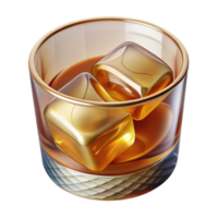 beautiful minimalist Whiskey Glass with Ice Cubes Cutout for Bar Promotions original png
