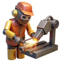 dramatic vintage A robotic construction worker welding a metal beam, sparks flying, lit by the glow of the welding torch, in a gritty, industrial style exclusive png