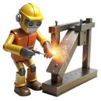 beautiful vintage A robotic construction worker welding a metal beam, sparks flying, lit by the glow of the welding torch, in a gritty, industrial style authentic png