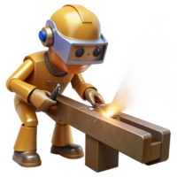 wonderful creative A robotic construction worker welding a metal beam, sparks flying, lit by the glow of the welding torch, in a gritty, industrial style authentic png