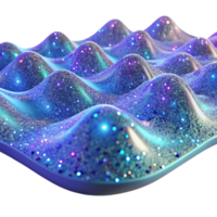 elegant minimalist A field of shimmering, holographic particles, forming a wave-like pattern, illuminated by a cool, neon light, with a futuristic, sci-fi aesthetic high resolution png