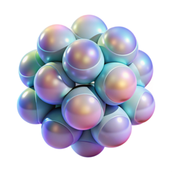 étourdissant contemporain une grappe de translucide, iridescent sphères, sécante et chevauchement, illuminé par une doux, diffus lumière, avec une minimaliste, géométrique art style authentique png
