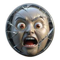 extraordinary modern A shattered mirror reflecting a distorted image of a frightened face, surreal noir style genuine png