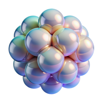 magnifique abstrait une grappe de translucide, iridescent sphères, sécante et chevauchement, illuminé par une doux, diffus lumière, avec une minimaliste, géométrique art style détaillé png