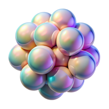 extraordinaire traditionnel une grappe de translucide, iridescent sphères, sécante et chevauchement, illuminé par une doux, diffus lumière, avec une minimaliste, géométrique art style 4k png