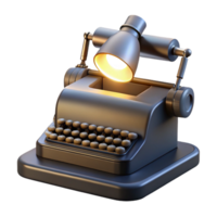 stunning artistic A typewriter with a half-written letter, illuminated by a desk lamp, classic noir style high quality png