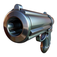 serene contemporary A close-up of a gun barrel, reflecting a distorted image, menacing noir style original png
