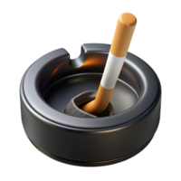 wonderful minimalist A burning cigarette in an ashtray, surrounded by darkness, symbolic noir style 4K png