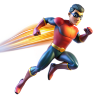 magnificent traditional A super-speed superhero with blurred motion trails, running through a city, lit by streaking city lights, in a dynamic, action painting style authentic png