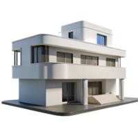 elegant classic Modernist villa, white concrete, minimalist design, sharp shadows, midday sun, bauhaus style, 8k, realistic render, authentic png