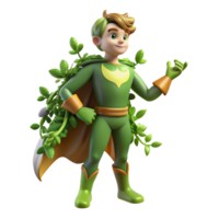 extraordinary rustic A nature-based superhero with vines and leaves growing from their body, communicating with animals, illuminated by dappled sunlight, in a fantasy, fairytale style exclusive png