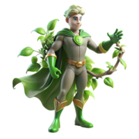 dramatic traditional A nature-based superhero with vines and leaves growing from their body, communicating with animals, illuminated by dappled sunlight, in a fantasy, fairytale style original png