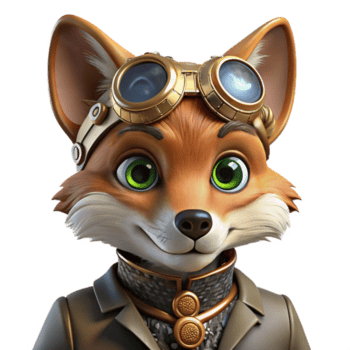 elegant abstract A portrait of a steampunk fox with goggles and intricate clockwork mechanisms embedded in its fur, lit by a soft, ethereal light genuine png