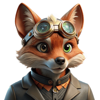 wonderful contemporary A portrait of a steampunk fox with goggles and intricate clockwork mechanisms embedded in its fur, lit by a soft, ethereal light genuine png