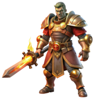 beautiful minimalist A fierce steampunk warrior, clad in leather and brass armor, wielding a gear-powered sword, illuminated by a fiery backlight 4K png