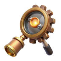vibrant modern A sophisticated steampunk monocle with intricate gears and a magnifying lens, illuminated by a single, focused beam of light exclusive png