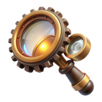 impressive vintage A sophisticated steampunk monocle with intricate gears and a magnifying lens, illuminated by a single, focused beam of light exclusive png