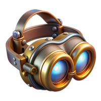 magnificent abstract A futuristic steampunk goggles with intricate lenses and adjustable straps, illuminated by a bright, spotlight premium png