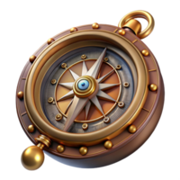 beautiful traditional A detailed steampunk compass with ornate carvings and a spinning needle, illuminated by a soft, ambient light authentic png