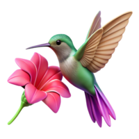serene rustic A hummingbird hovering near a vibrant fuchsia flower, bokeh effect, nature photography style detailed png
