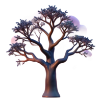 vibrant artistic A gnarled oak tree silhouetted against a vibrant twilight sky, painted in the style of Albert Bierstadt professional png
