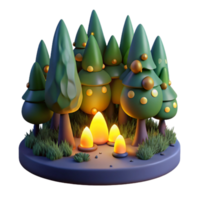 impressive classic A group of fireflies illuminating a dark forest, magical realism style premium png