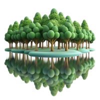 dramatic abstract A group of trees reflected in a still lake, mirrored image, soft lighting genuine png