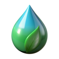 serene abstract A single perfect raindrop on a green leaf, reflecting the surrounding environment, macro photography authentic png