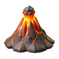 serene contemporary A volcanic eruption with glowing lava flowing down the slopes, dramatic lighting, powerful imagery premium png