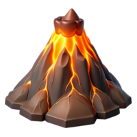beautiful artistic A volcanic eruption with glowing lava flowing down the slopes, dramatic lighting, powerful imagery authentic png