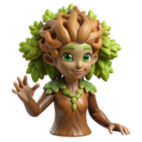 wonderful vintage A playful dryad with bark-like skin, emerging from a giant oak tree, lit by dappled forest sunlight. Fantasy art, realistic style authentic png