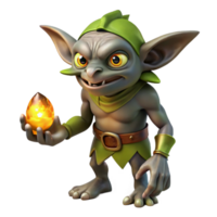 beautiful artistic A cunning goblin with sharp claws, holding a stolen jewel, illuminated by the flickering light of a campfire. Dark fantasy, gritty style original png