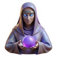vibrant minimalist A mysterious oracle with veiled eyes, holding a mystical orb, bathed in the ethereal glow of prophecy. Fantasy art, symbolic style professional png