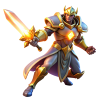 extraordinary modern A valiant paladin with a holy sword, battling a demonic horde, illuminated by the divine light of his weapon. Epic fantasy, dynamic lighting high resolution png