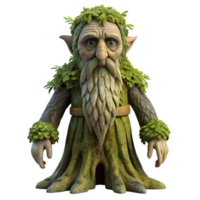 beautiful minimalist A wise old treant with moss-covered bark, standing guard in an ancient forest, lit by dappled sunlight. Fantasy art, realistic rendering 4K png