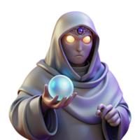 wonderful modern A mysterious oracle with veiled eyes, holding a mystical orb, bathed in the ethereal glow of prophecy. Fantasy art, symbolic style high resolution png