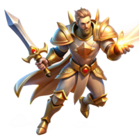 beautiful contemporary A valiant paladin with a holy sword, battling a demonic horde, illuminated by the divine light of his weapon. Epic fantasy, dynamic lighting authentic png