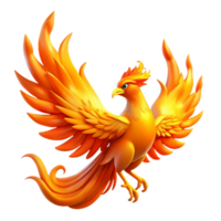 beautiful modern A graceful phoenix with fiery plumage, rising from ashes, bathed in an intense orange glow. Mythical creatures, dramatic lighting exclusive png