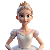elegant classic Portrait of a graceful ballerina with a delicate tiara, a flowing white tutu, and a serene expression, lit by soft stage lighting, classical ballet style exclusive png
