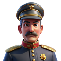 magnificent abstract Portrait of a stern general with a decorated uniform, a stern expression, and a military cap, lit by strong directional lighting, military portrait style professional png